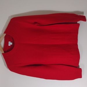 J Crew Red Knit Sweater Cotton Wool Blend